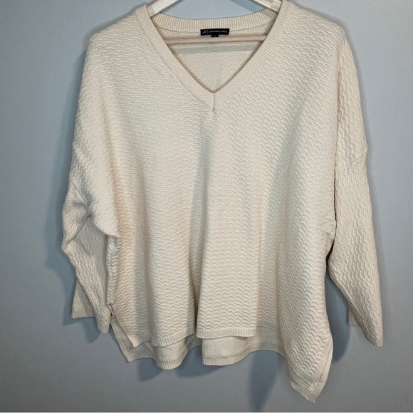 Adrianna Papell Cream V Neck Pullover Sweater 2X - Picture 1 of 7